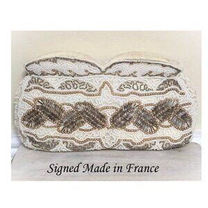 Beaded purse with belt loop, vintage beaded purse, made in France